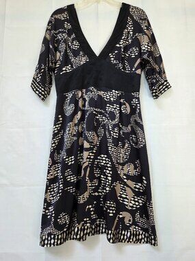 Flavio Castellani Italy Double V-Neck Silk Dress Size 44/8 Semi-Sheer Designer
